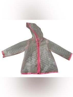 GAP Baby Transparent Rain Jacket with Pink Trim and Silver Dots